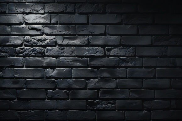 A Black Brick Wall with Light Shining