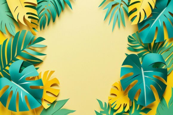 A Frame of Paper Cut out Leaves