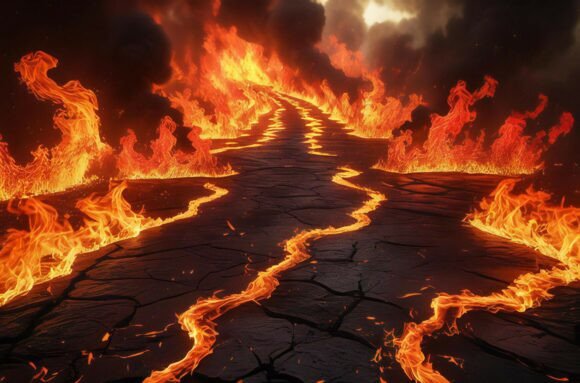 A Lava Flow on a Road