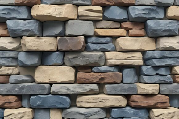 A Wall of Different Colored Bricks