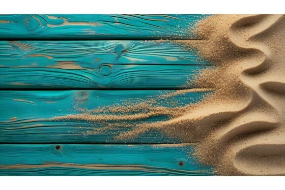 Sand on a Blue Wood Surface